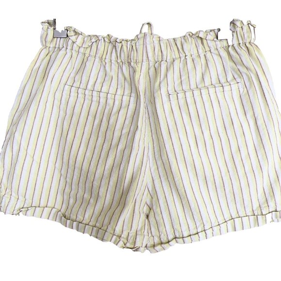 Uniqlo Linen Blend Striped Paper Bag Elastic Waist Shorts Drawstring Pockets - Picture 12 of 12